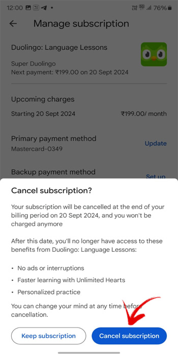 Cancel Duolingo Subscription
