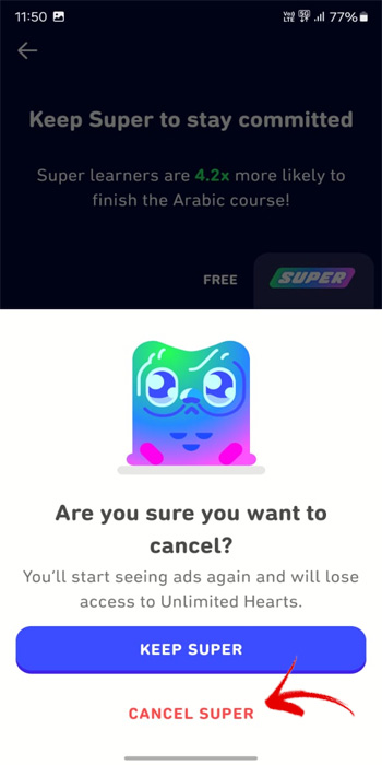 Cancel Duolingo Subscription