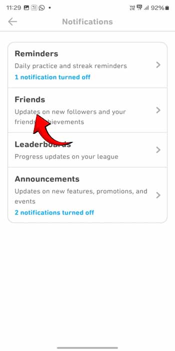 Duolingo New Follower Turn off