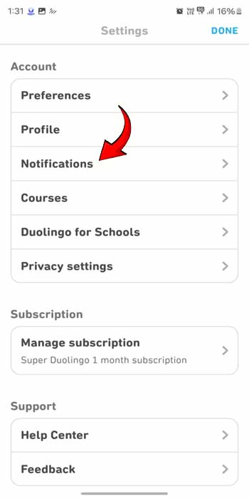 Duolingo New Follower Turn off